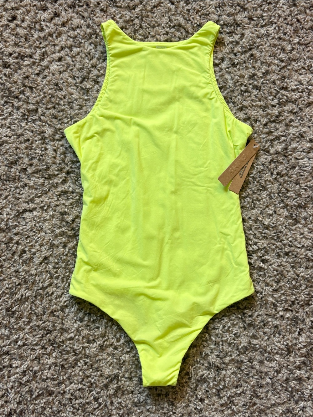 SKIMS Fits Everybody High Neck Bodysuit - Daffodil Neon Yellow - Size XS NWT